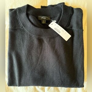 NWT J. Crew black crewneck pullover in cotton-cashmere sz SM